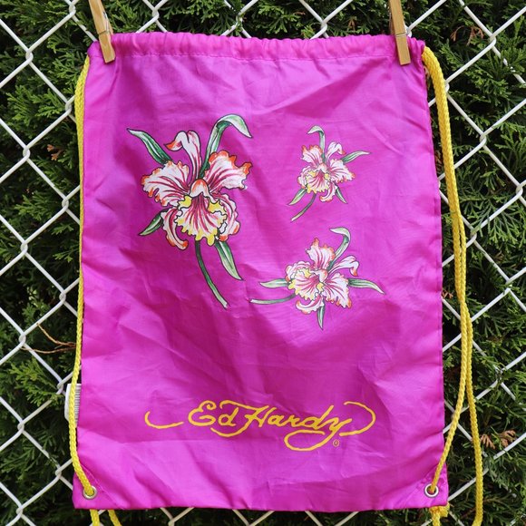 3/$28 SALE Ed Hardy - Lightweight Drawstring Nylon Bag - Picture 1 of 5